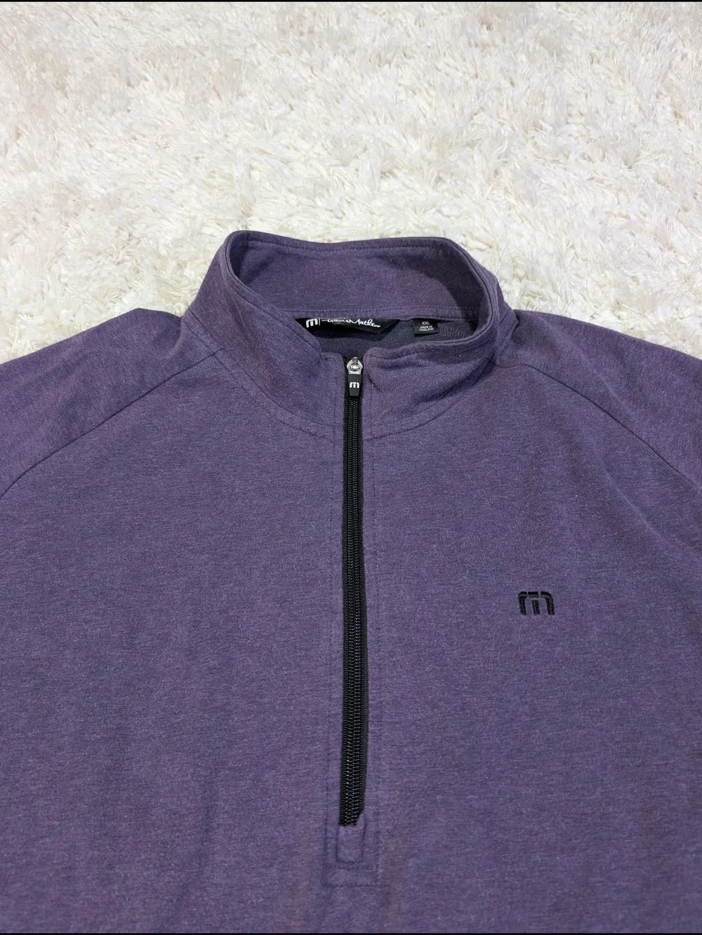 Travis Mathew Purple Half-Zip Pullover with Black Logo